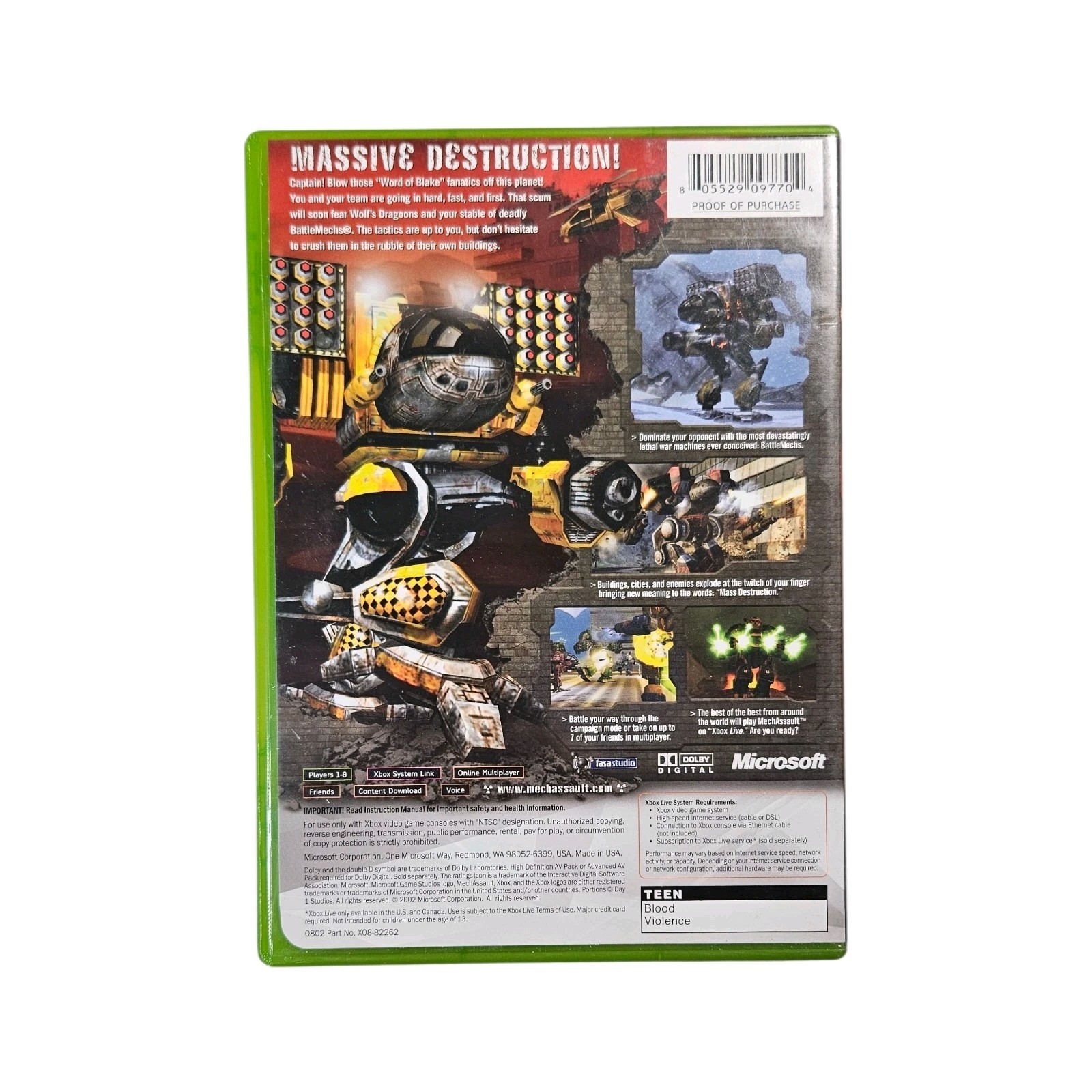 MechAssault (Microsoft Xbox, 2002) CIB